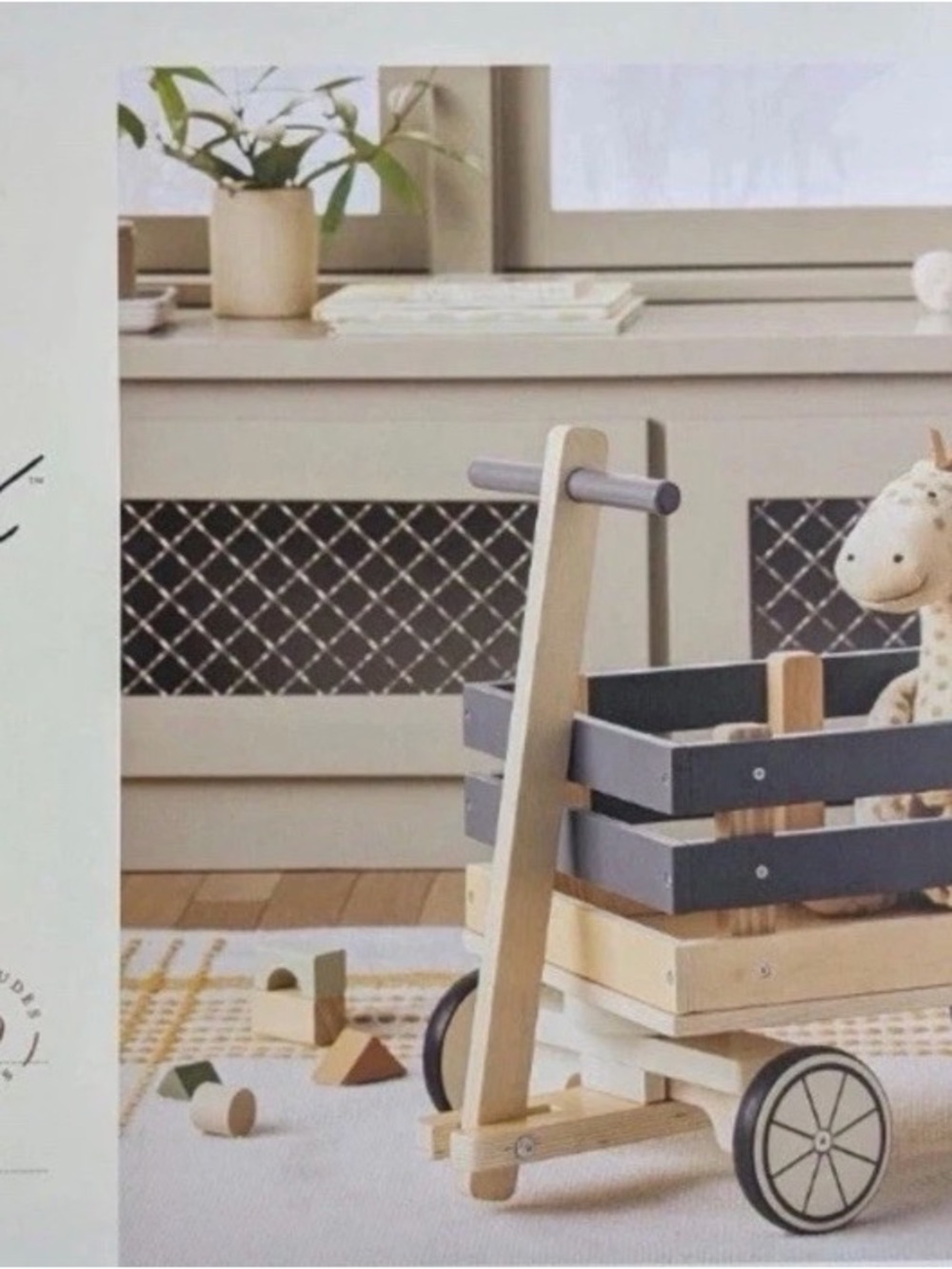 Hearth & Hand Wooden Kids Wagon with Black Slatted Sides - Picture 5 of 6